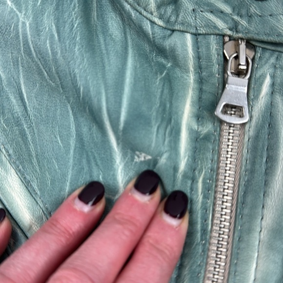 Sabani turquoise white marbled leather jacket made in Italy size xxs - Picture 13 of 15
